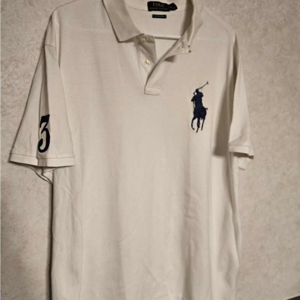 Ralph Lauren Men's‎ White Polo with Navy Accents